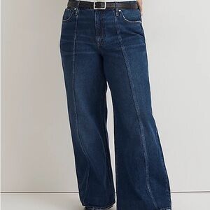 Madewell superwide leg jeans in Carrington wash twisted-seam edition NWT 33